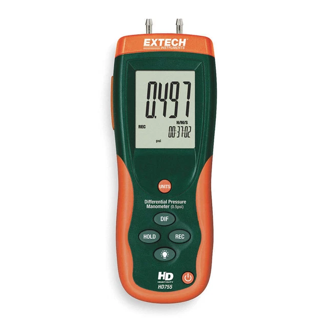 EXTECH HD755 Digital Manometer, 0 psi to 0.5 psi