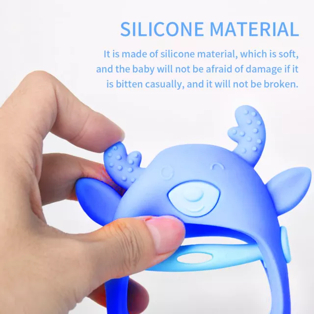 Deer Shape Mitten Glove Portable Cute Cartoon Teething Toy Silicone Baby Teether