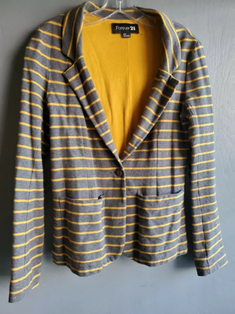 Forever 21 Womens Gray & Yellow Striped Blazer Jacket - Size S/P