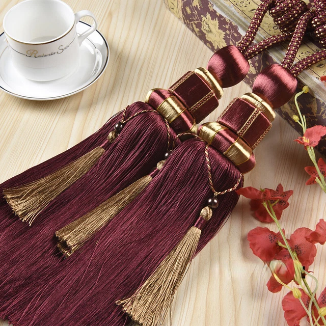 1 Pair Hanging Ball Curtain Tieback Holder Tassels Bandage Drape Buckle Decor