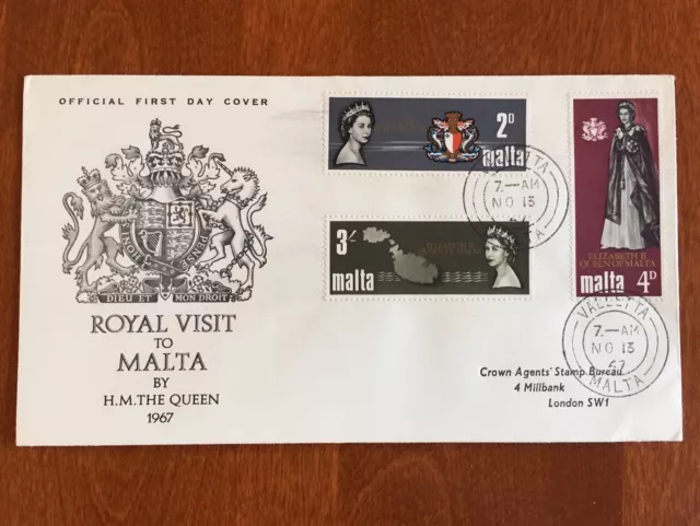 First Day Cover Fdc 1967 11/13/67 Queen Elizabeth Ii Royal Visit To Malta Qeii
