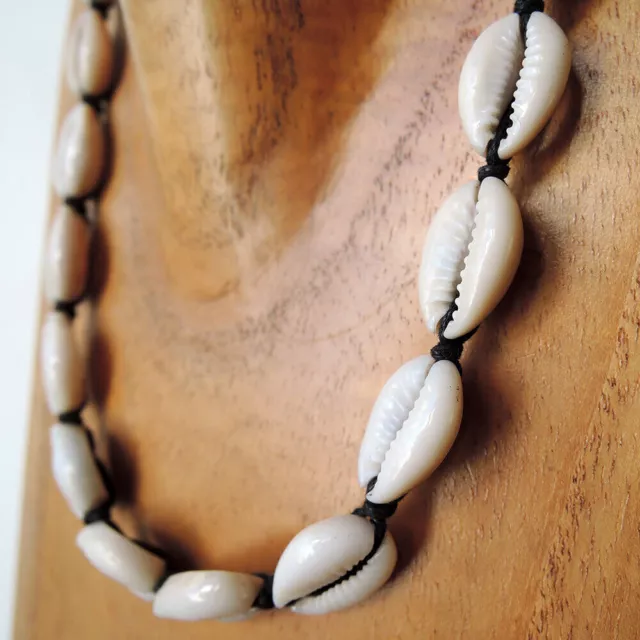 Cowrie Shell Halskette Surfer Boho Muschel Puka böhmisch schwarz