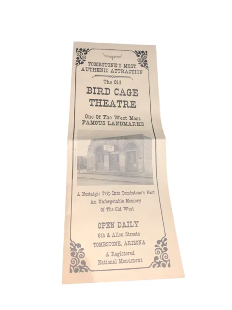 Tombstone The Old Birdcage Theatre Arizona Brochure Pamphlet Vintage