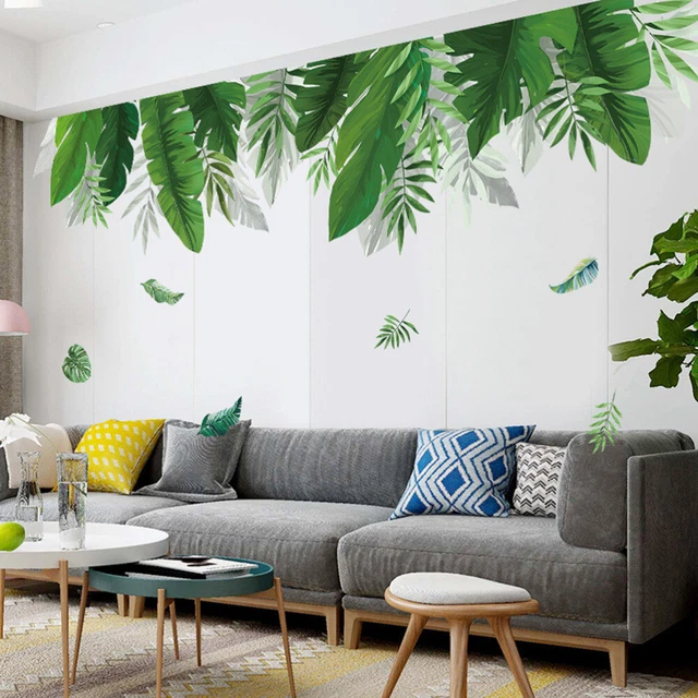 PVC amovible feuille nordique Sticker autocollant fond vinyle mural (vert)