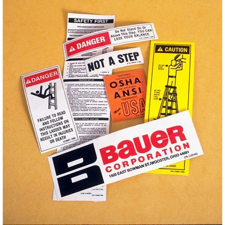 BAUER LADDER 07951 Replacement Label Set for Bauer Fiberglass Extension Ladders