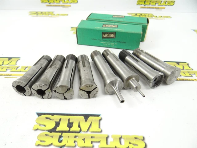 8 Assorted Hardinge 3C & Rivett 1A Collets + Blank + "E" Collet 3/32" To 21/32"
