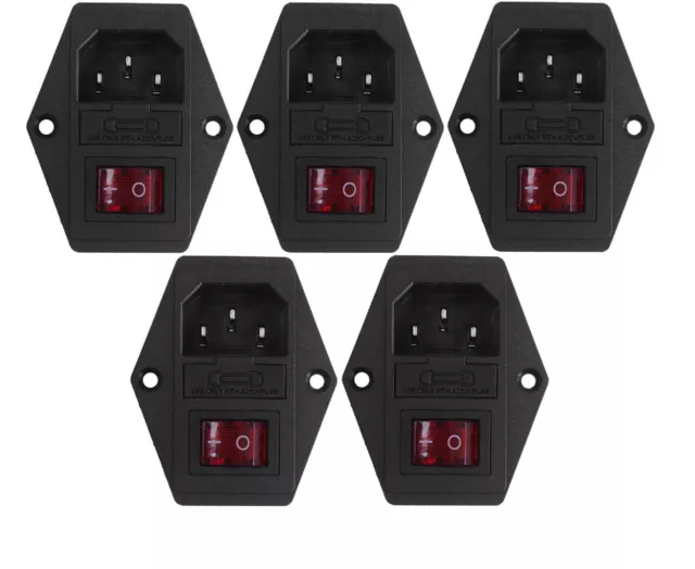 5pcs 3Pin IEC320 C14 Inlet Module Plug Fuse Switch Male Power Socket 10A 120V