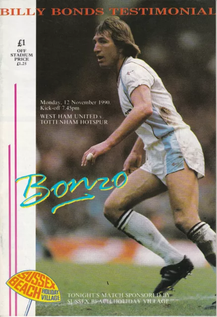 Billy Bonds Testimonial Match West Ham United V Tottenham Hotspur 12/11/90