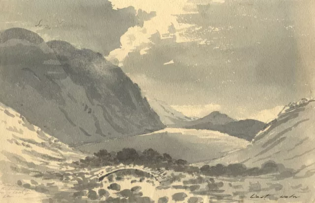 Wast Water, Lake District – Original early 19th-century watercolour painting