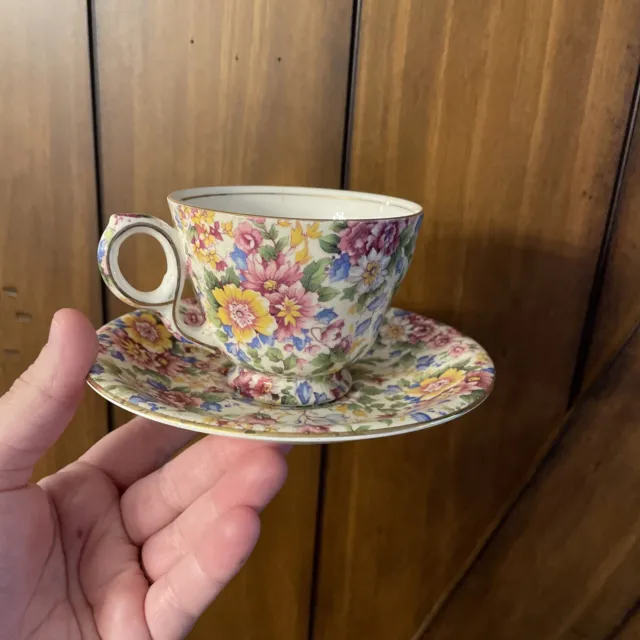 Vintage Royal Winton Grimwades England Summertime Chintz Pattern Cup And Saucer