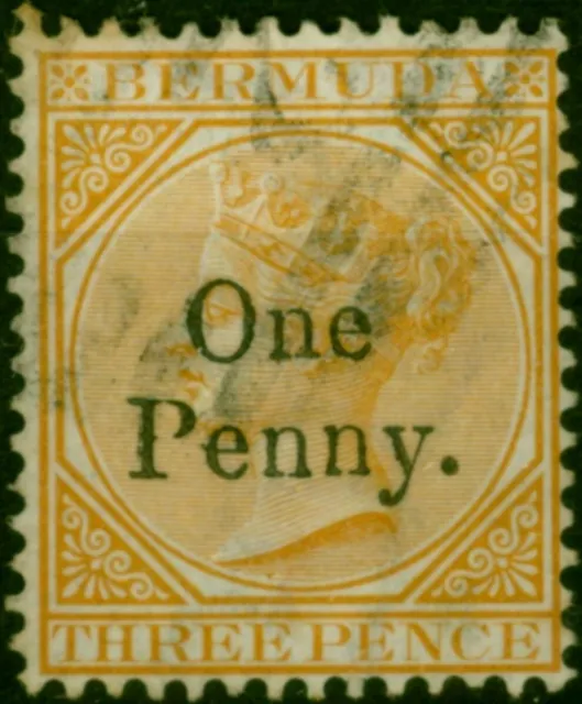 Bermuda 1875 1d on 3d Yellow-Buff SG16 Fine Used