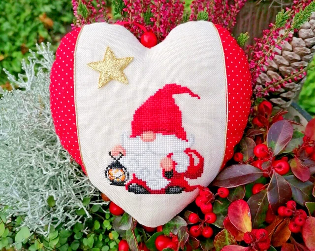 Acufactum Deko Herz❤️ Winter Wichtel Gnom DMC Advent🎄 Weihnachten Noel Laterne