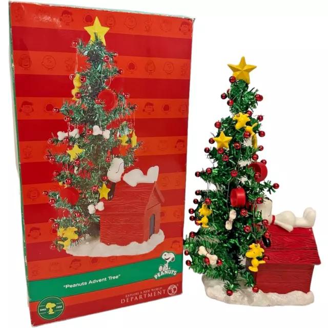 Department 56 Peanuts Advent Tree Christmas Snoopy Doghouse Ornaments Tree 11.5"