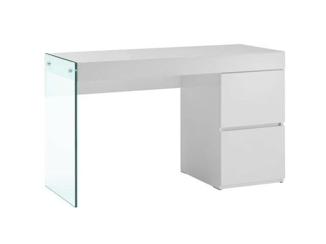 Casabianca Home Il Vetro Office Desk With High Gloss White Finish CB-111-DESK
