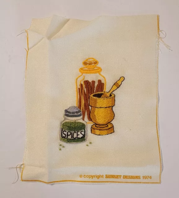 Pieza Acabada de Colección Jiffy Stitchery Cross Stitch ESPECIAS #382 Connie Blyler 1974