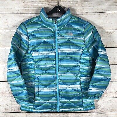 The North Face Girls 550 Goose Down Puffer Jacket Teal Blue/Green Coat XL 18
