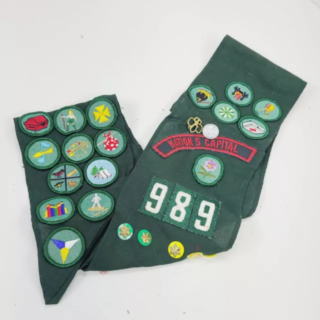 Vintage 1960's Girl Scout Sash Badges & Pins Washington DC Virginia