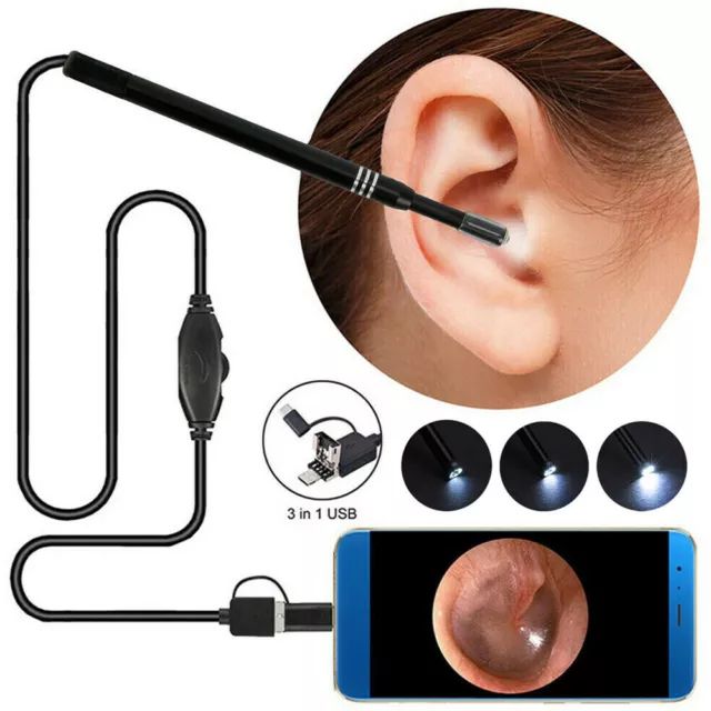 LED USB Endoscope Otoscope Ear Camera Scope Ear Wax Removal Kit Earwax Cleaning