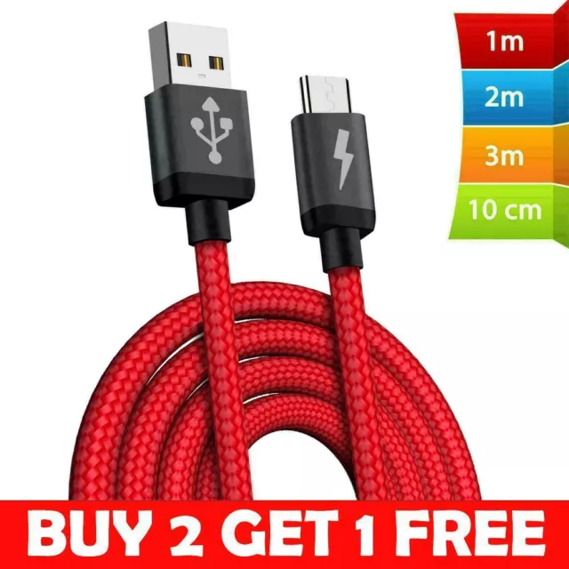 Micro USB Lead For Samsung Phone Android Data Sync Long Charger Cable 1M 2M 3M