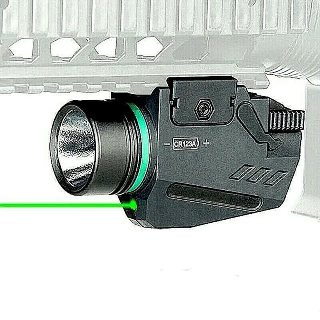 Tactical LED Flashlight Green Laser Sight Combo For 20mm Rail Mini Glock Pistol