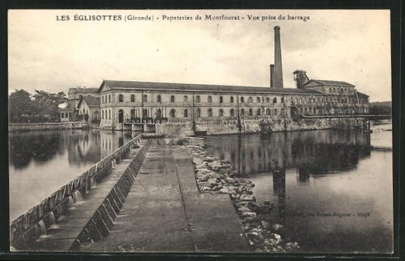 CPA Les Eglisottes, Montfourat stationery, view taken from the dam