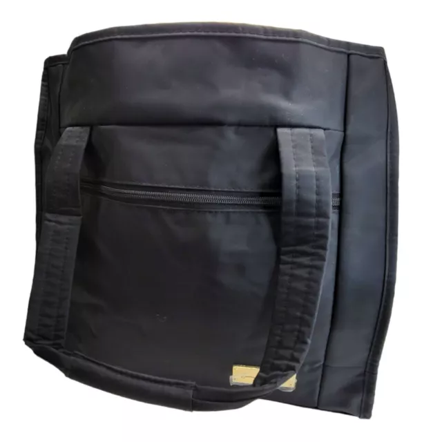 Samantha Brown Tote Purse Bag Black Nylon Travel Handbag PD033
