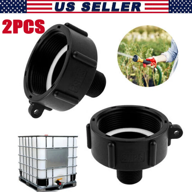 2 IBC Water Tank Adapter 60mm Fine Thread to 3/4'' Garden Hose Connector Fitting