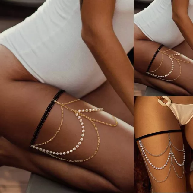 Body Crystal Rhinestone Thigh Waist Leg Bikini Jewelry Garter Belt Chain