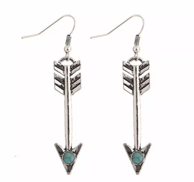 Horse & Western Jewellery Jewelry Native Usa Arrow Earrings Silver Tone