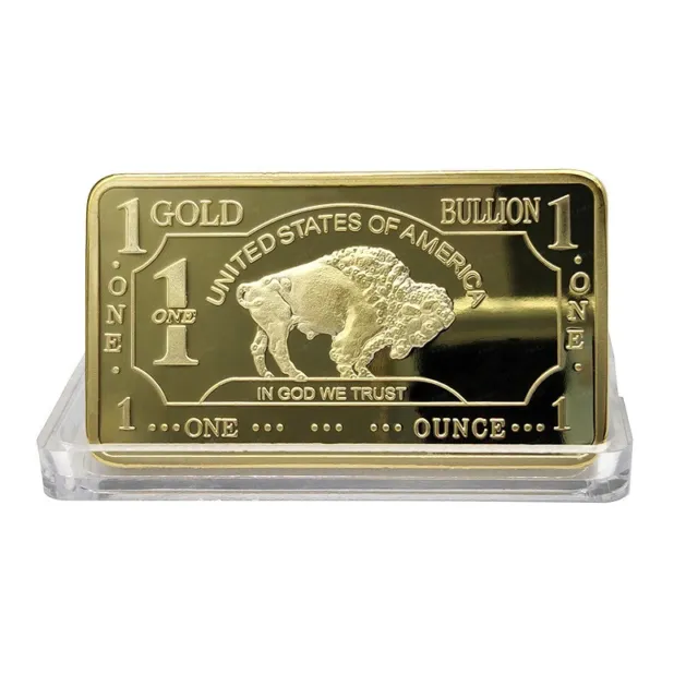 10pcs one troy ounce American Bull gold plated bullion one mills gold bar gifts