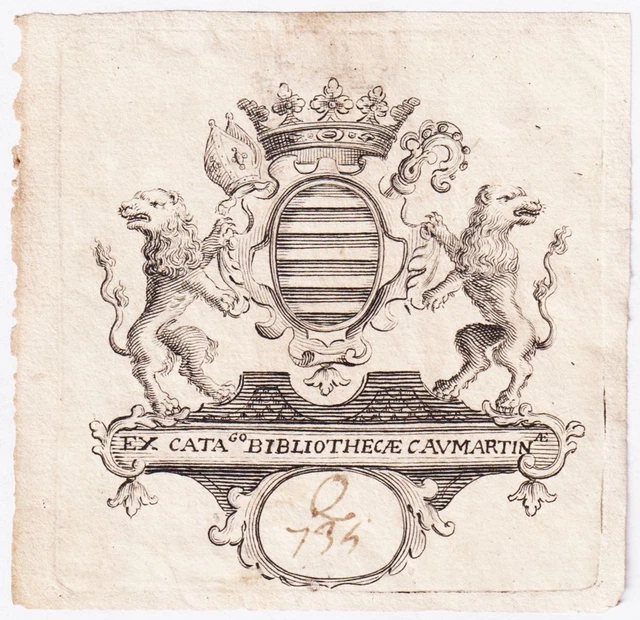 Ex-libris Gravé Bourbon-Busset Île-de-France / Bourbonnais - Gravure Du 18e Siècle, Occasion