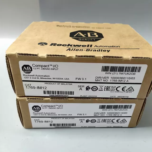 New Factory Sealed AB 1769-IM12 SER A ConpactLogix 12Pt 240VAC Input Module