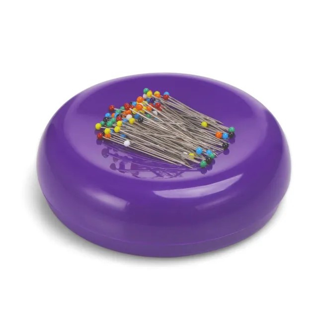 Magnetic Pin Cushion with 100 Plastic Head Pins, Magnetic Pins Holder for Sewing