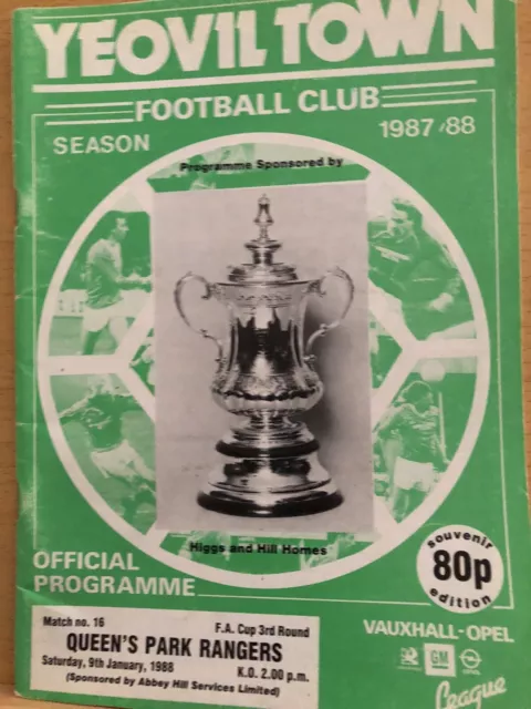 Yeovil Town v Queens Park Rangers 87/88 FA Cup 3.