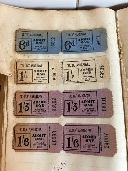 Elita Theatre Ashgrove QLD 1930s/40s unused theatre tickets - RARE (8)