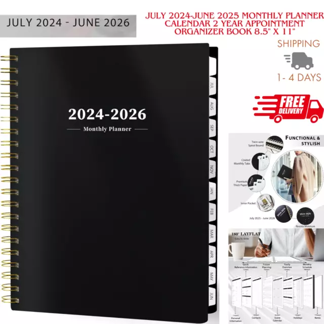 2024-2025 Monthly Planner Calendar 2 Year Appointment Organizer Book 8.5" X 11"