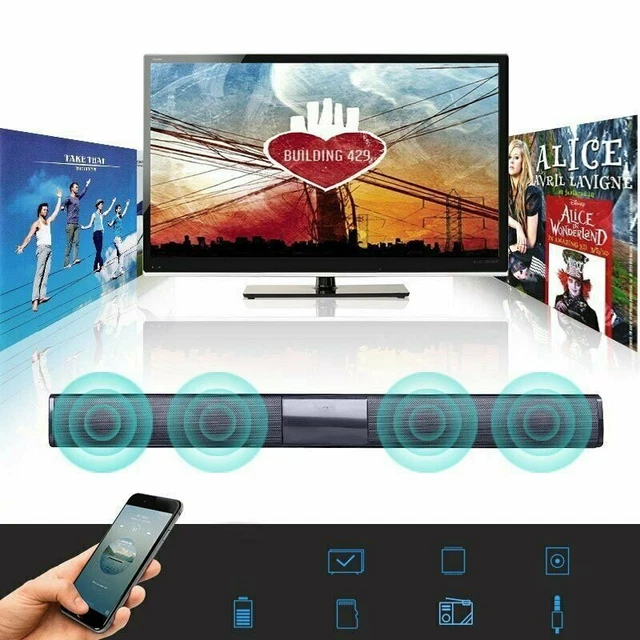 BLUETOOTH SOUNDBAR TV Home Speaker System Wireless Subwoofer 3D