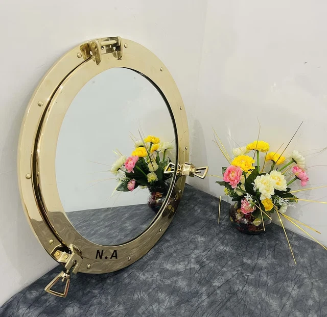 15 Inch Brass Porthole Wall Mirror Canal Boat Porthole - Window Ship Round Gift