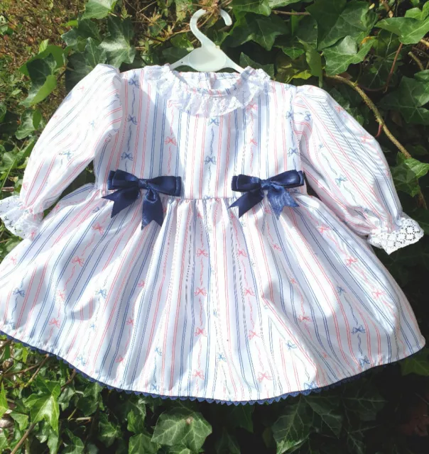 DREAM SALE 0-5 years BABY GIRLS AUTUMN NAVY RED BOWS LONG SLEEVED LINED DRESS