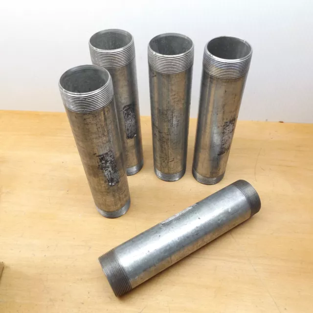 Lot Of 5 - Part # 876694 Ermc-S   2" X 10" Galvanized Pipe Nipple