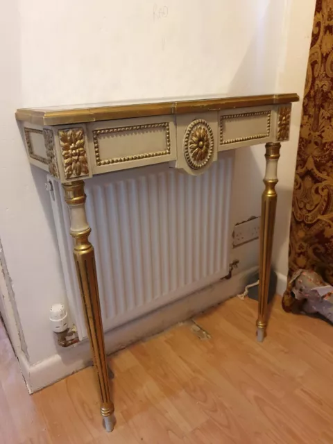 Gold Vintage Console Table Smoked Glass Top Rare Find