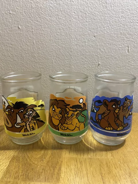 Welch’s 'THE LION KING II - SIMBA'S PRIDE' Disney Jelly Jar Glasses ~ Lot Of 3