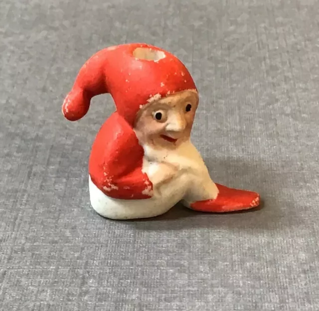 Antique German Elf Gnome Cake Topper Candle Holder Snow Baby