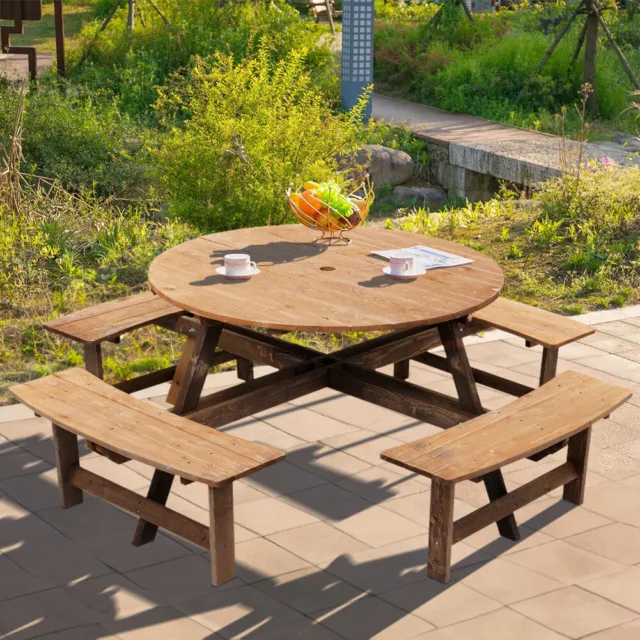 4-8 Seater Wooden Garden Beer Table and Bench Outdoor Picnic Dining Bistro Set