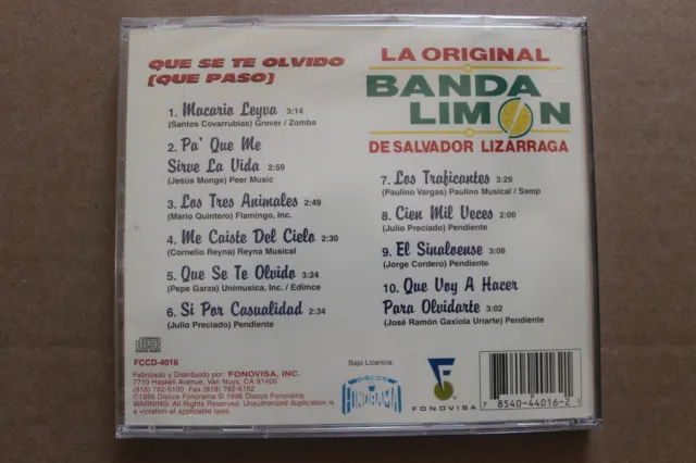 Banda El Limon Que Se Te Olvido Que Paso Cd Not Sealed