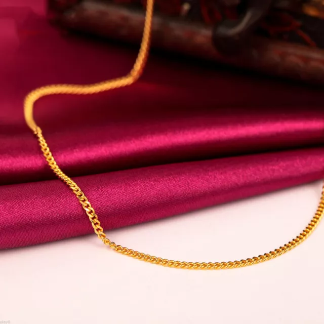 New Hot Solid Pure 20k 20ct Yellow Gold Chain Women's Curb Link Necklace 18inch