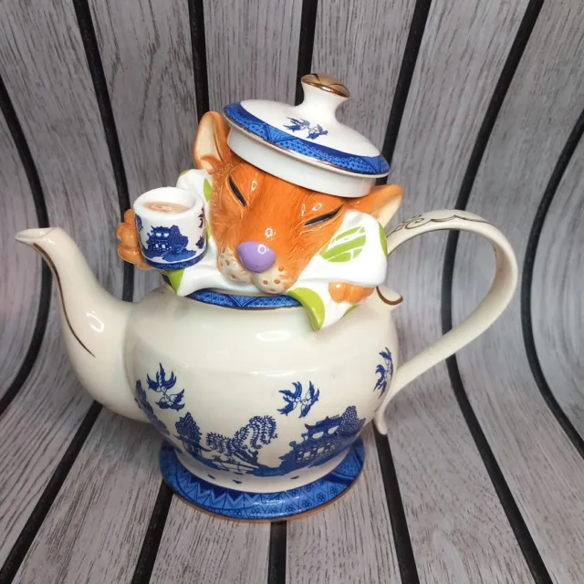 Rare Paul Cardew Dormouse Teapot Blue Willow Limited Edition 5000 Retro