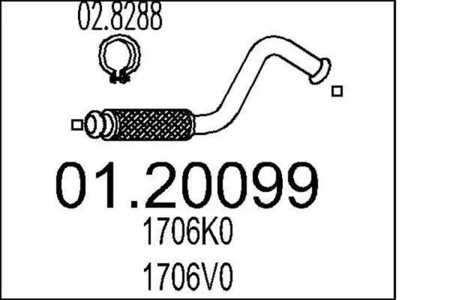 MTS Tuyau d'échappement 01.20099 avant convient pour PEUGEOT 3008 (0U) 560 1.3