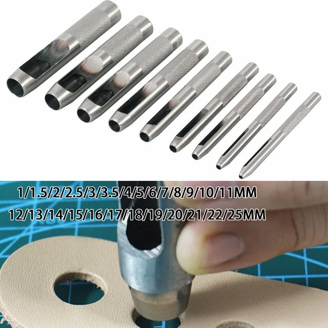 Herramienta de troquelado hueco de alta calidad para CUERO artesanía tamaños 1 mm a 25 mm