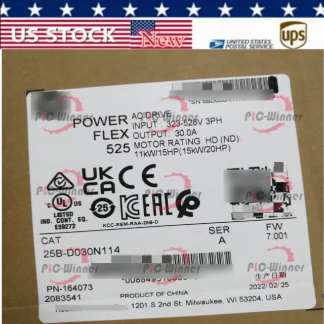 new 25B-D030N114 Allen-Bradley PowerFlex 525 15kW 20Hp AC Drive New SEALED